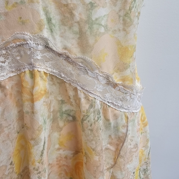 Free People Intimately Sheer Floral Top with Lace Trim and Tulip Hem, Size Med - Picture 8 of 13